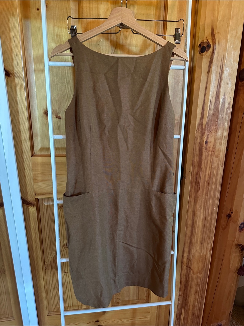 EUC Vintage Laundry by Shelli Segal Tan Brown Sleeveless Sheath Dress Size 8